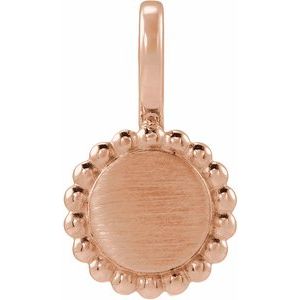 14K Rose Gold Engravable Beaded Disc Charm/Pendant – image 4