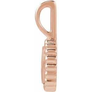 14K Rose Gold Engravable Beaded Disc Charm/Pendant – image 5