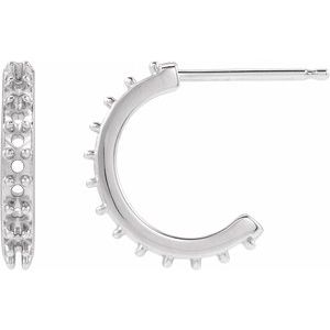 14K White Gold 2.1 mm Round Accented 12.5 mm Hoop Earring Mounting