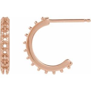 14K Rose Gold 2.1 mm Round Accented 12.5 mm Hoop Earring Mounting
