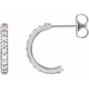 14K White Gold 1/3 CTW Natural Diamond 12.5 mm Hoop Earrings