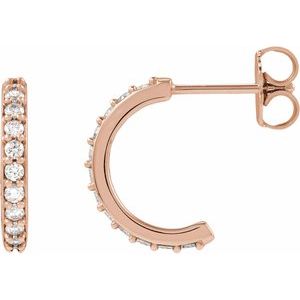 14K Rose Gold 1/3 CTW Lab-Grown Diamond 12.5 mm Hoop Earrings