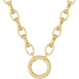 18K Yellow Gold-Plated Sterling Silver Circle Charm 18" Necklace