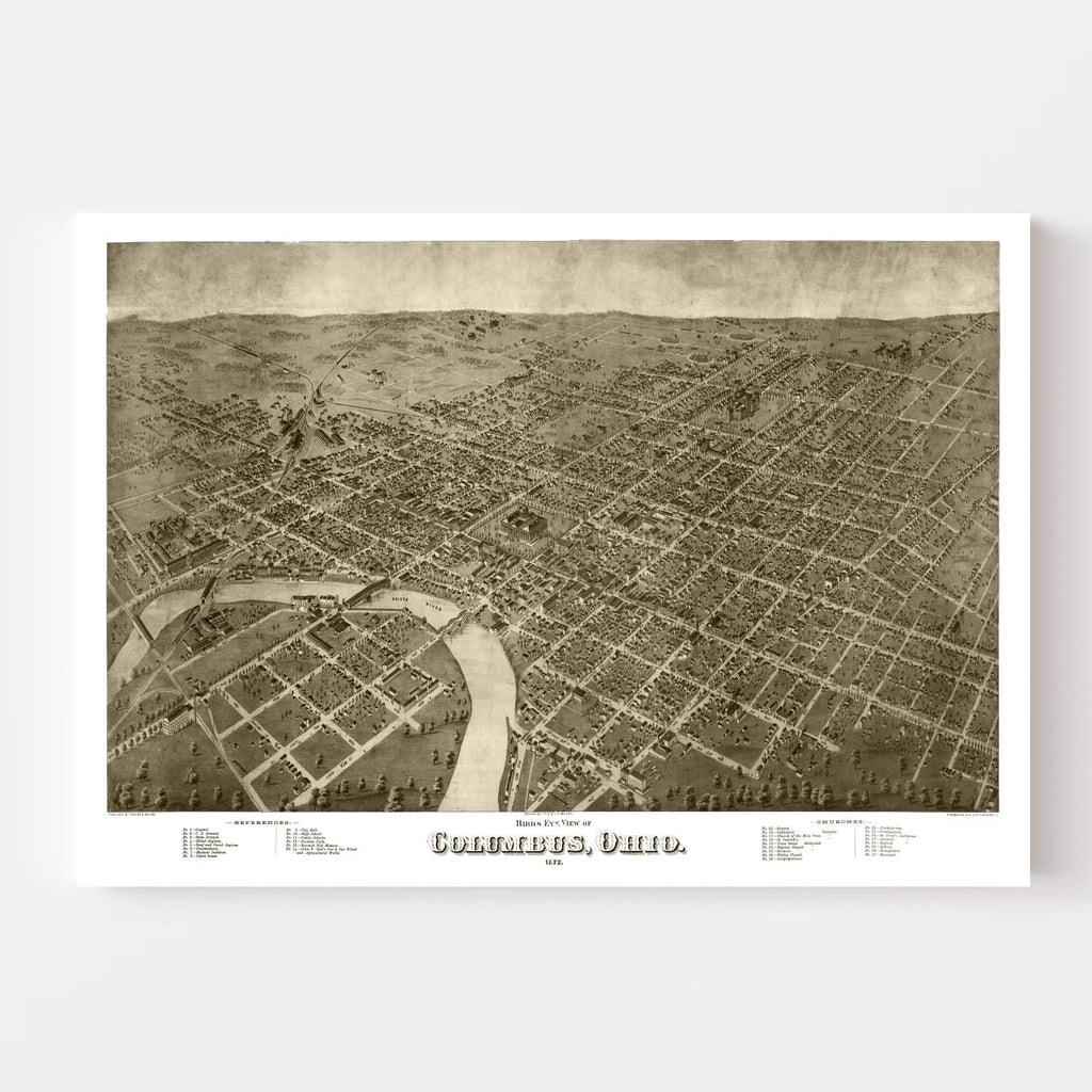 Vintage Map of Columbus, Ohio 1872