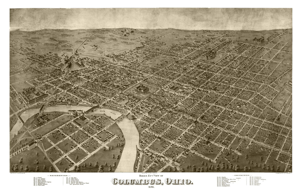 Vintage Map of Columbus, Ohio 1872