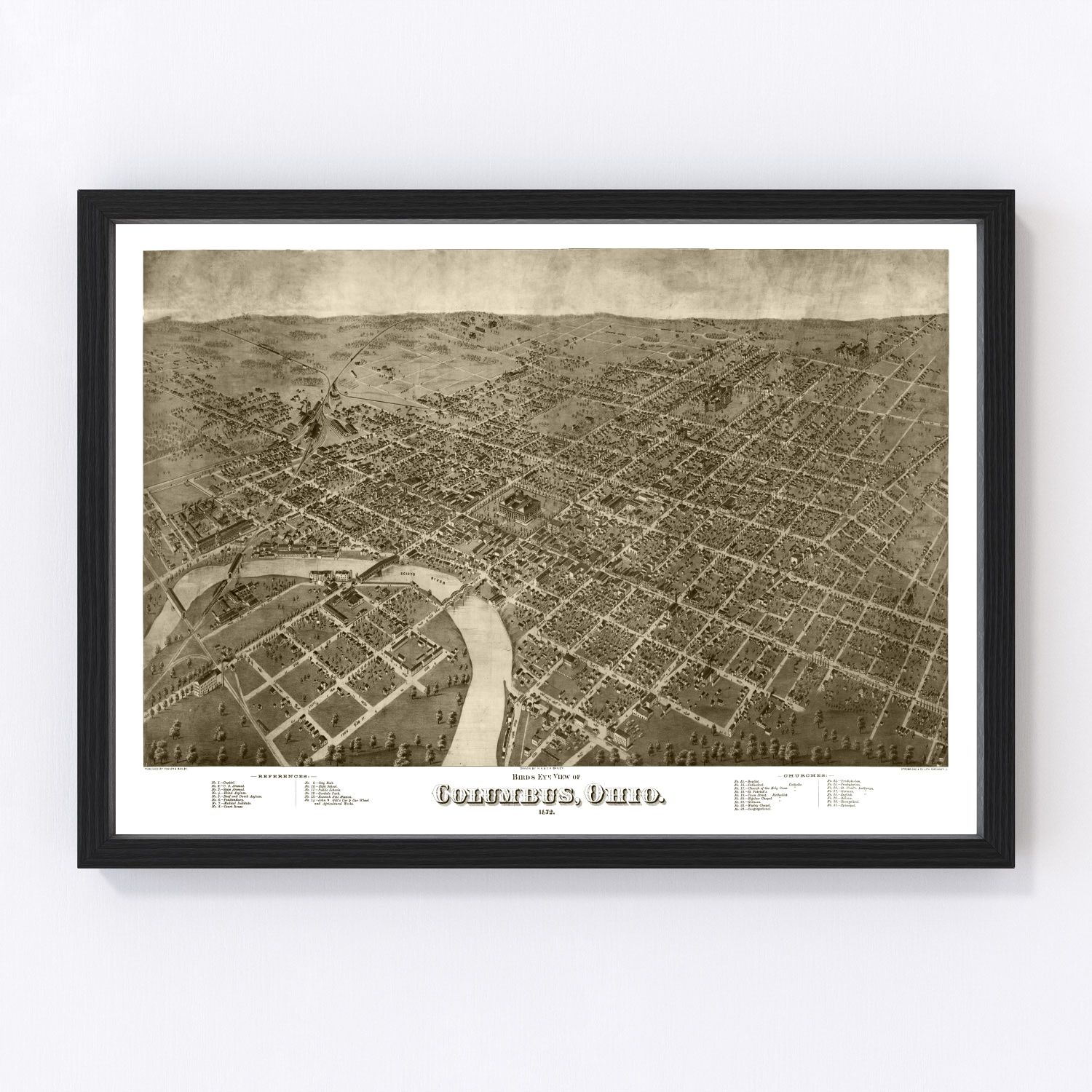 Vintage Map of Columbus, Ohio 1872