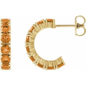 14K Yellow Gold Natural Citrine 16.1 mm Hoop Earrings