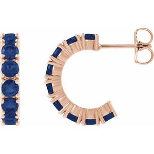 14K Rose Gold Lab-Grown Blue Sapphire 16.1 mm Hoop Earrings