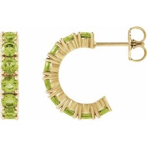 14K Yellow Gold Natural Peridot 16.1 mm Hoop Earrings