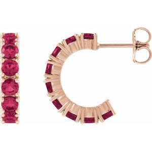 14K Rose Gold Lab-Grown Ruby 16.1 mm Hoop Earrings