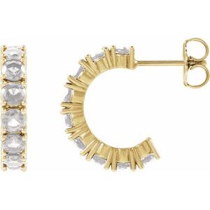 14K Yellow Gold 1 5/8 Natural Diamond Hoop Earrings
