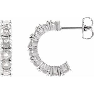 Sterling Silver 1 5/8 Natural Diamond Hoop Earrings