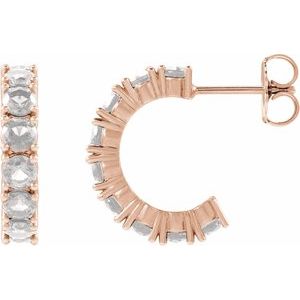 14K Rose Gold 1 5/8 Natural Diamond Hoop Earrings