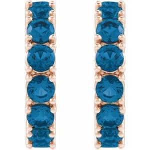 14K Rose Gold Natural London Blue Topaz 16.1 mm Hoop Earrings – image 2