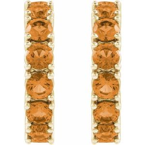14K Yellow Gold Natural Citrine 16.1 mm Hoop Earrings – image 2