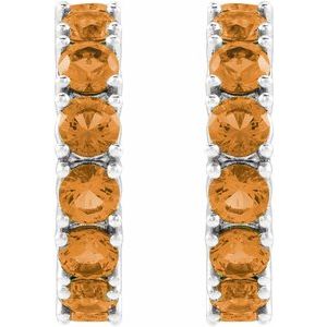 Platinum Natural Citrine 16.1 mm Hoop Earrings – image 2