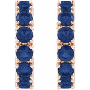 14K Rose Gold Lab-Grown Blue Sapphire 16.1 mm Hoop Earrings – image 2