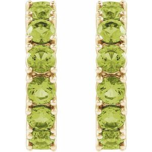 14K Yellow Gold Natural Peridot 16.1 mm Hoop Earrings – image 2
