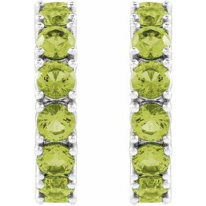 14K White Gold Natural Peridot 16.1 mm Hoop Earrings – image 2
