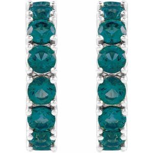 Sterling Silver Lab-Grown Alexandrite 16.1 mm Hoop Earrings – image 2