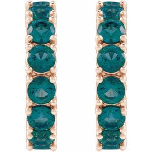 14K Rose Gold Lab-Grown Alexandrite 16.1 mm Hoop Earrings – image 2