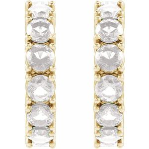 14K Yellow Gold 1 5/8 Natural Diamond Hoop Earrings – image 2