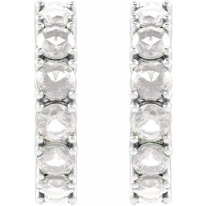 Sterling Silver 1 5/8 Natural Diamond Hoop Earrings – image 2