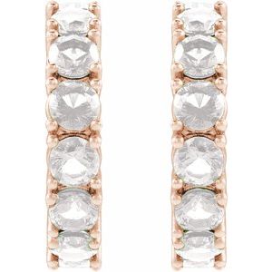 14K Rose Gold 1 5/8 Natural Diamond Hoop Earrings – image 2