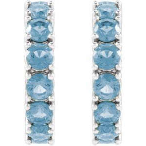 Sterling Silver Natural Aquamarine 16.1 mm Hoop Earrings – image 2