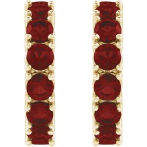 14K Yellow Gold Natural Mozambique Garnet 16.1 mm Hoop Earrings – image 2