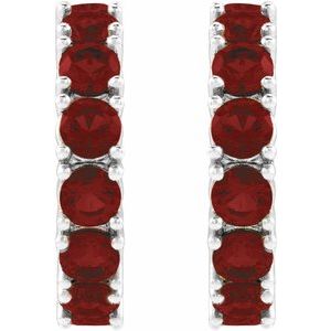 14K White Gold Natural Mozambique Garnet 16.1 mm Hoop Earrings – image 2