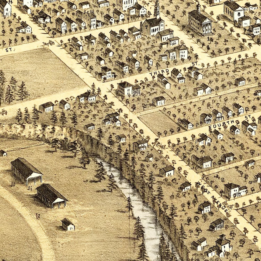 Vintage Map of Elyria, Ohio 1868