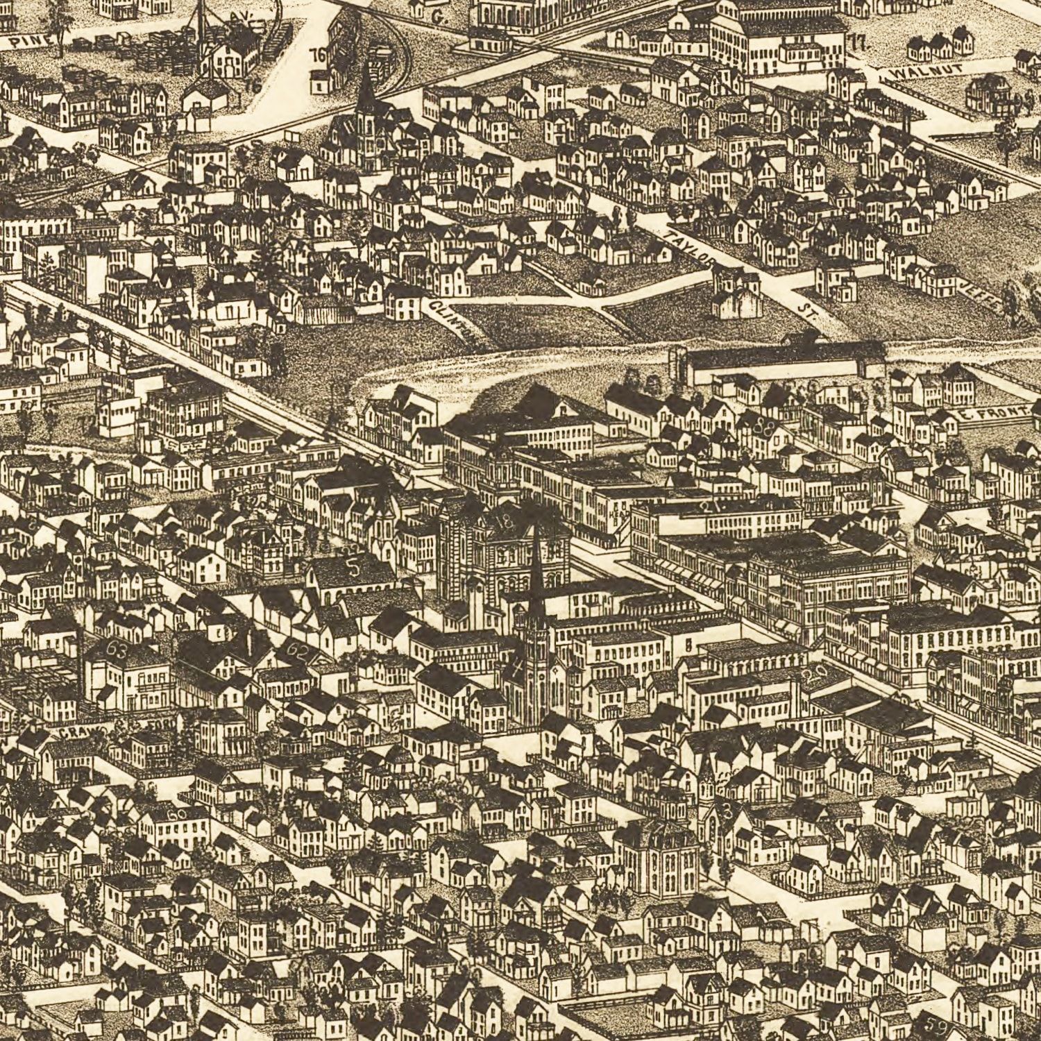 Vintage Map of Findlay, Ohio 1889