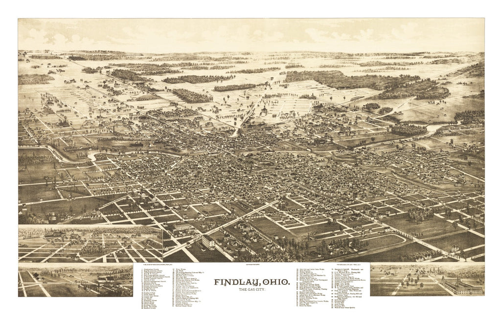 Vintage Map of Findlay, Ohio 1889