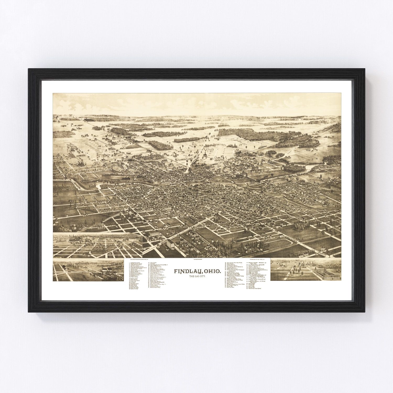 Vintage Map of Findlay, Ohio 1889