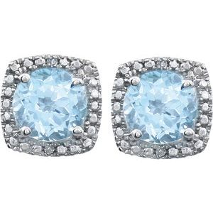 Sterling Silver Natural Sky Blue Topaz & .015 CTW Natural Diamond Earrings – image 2