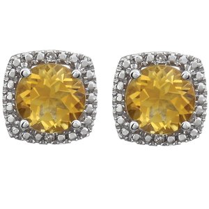 Sterling Silver Natural Citrine & .015 CTW Natural Diamond Earrings – image 2