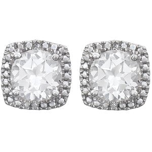 Sterling Silver Lab-Grown White Sapphire & .015 CTW Natural Diamond Earrings – image 2