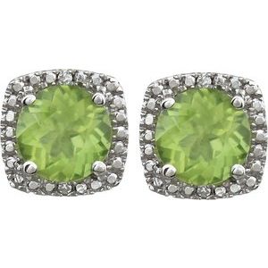 Sterling Silver Natural Peridot & .015 CTW Natural Diamond Earrings – image 2