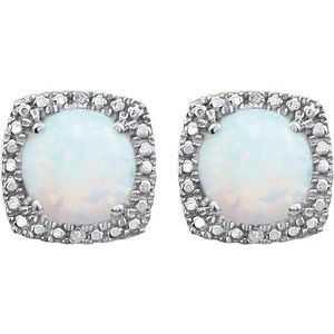 Sterling Silver Lab-Grown Opal & .015 CTW Natural Diamond Earrings – image 2