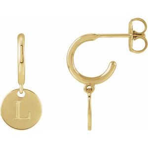 14K Yellow Gold Engravable Disc Hoop Earrings – image 3