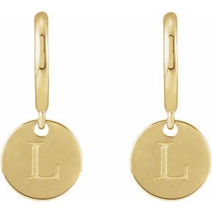 10K Yellow Gold Engravable Disc Hoop Earrings – image 4