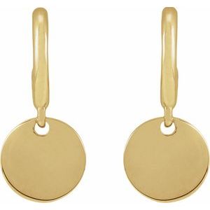 14K Yellow Gold Engravable Disc Hoop Earrings – image 2