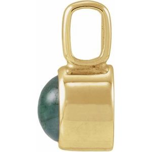 14K Yellow Gold Natural Moss Agate Cabochon Pendant – image 2