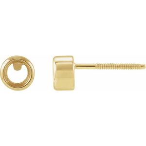 14K Yellow Gold 3 mm Round Bezel-Set Youth Earring Mounting