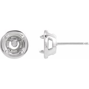 Platinum 5 mm Round 4-Prong Claw Bezel-Style Stud Earring Mounting