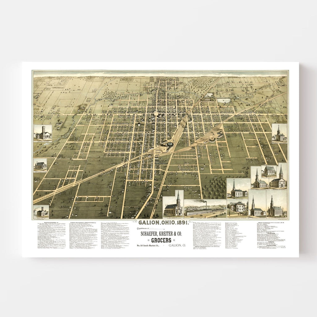 Vintage Map of Galion, Ohio 1891
