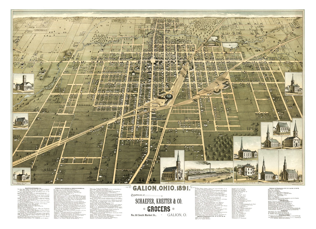 Vintage Map of Galion, Ohio 1891