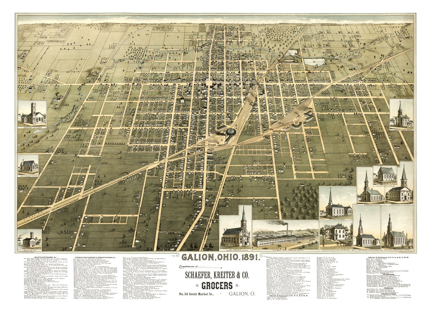 Vintage Map of Galion, Ohio 1891