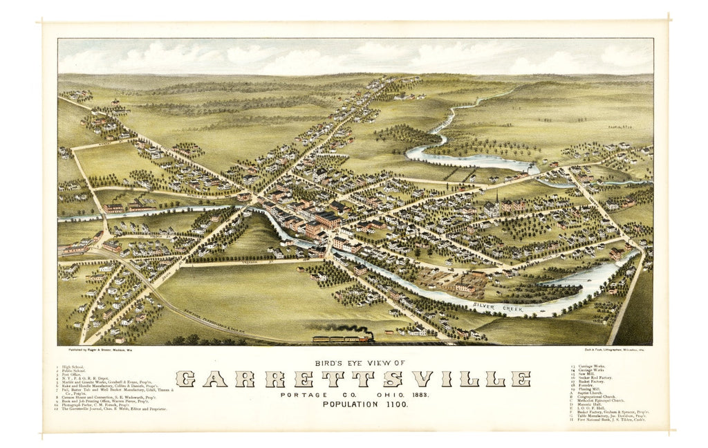 Vintage Map of Garrettsville, Ohio 1883
